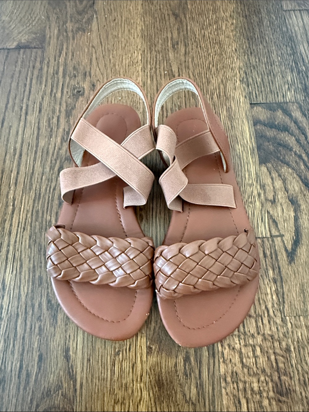 Kids Braided Strap Sandals in Tan